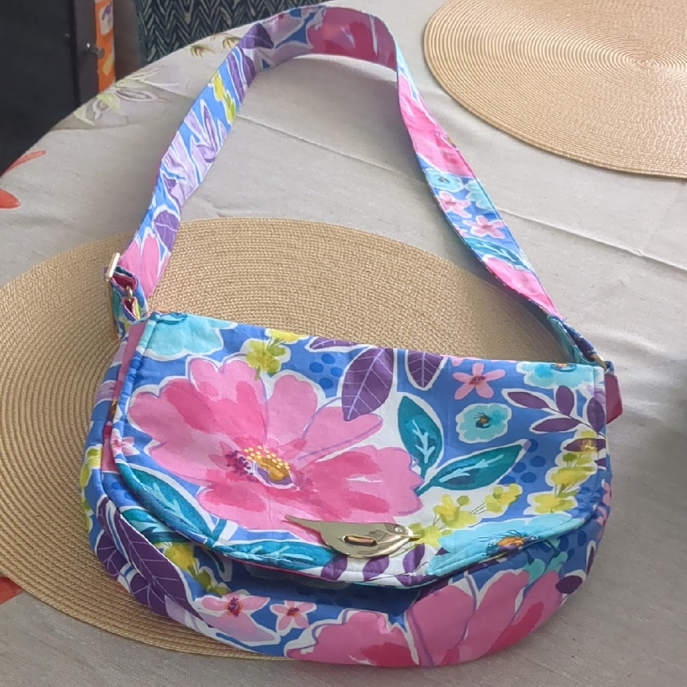 Floral Pink and Blue Women's Bag